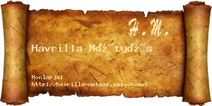 Havrilla Mátyás névjegykártya